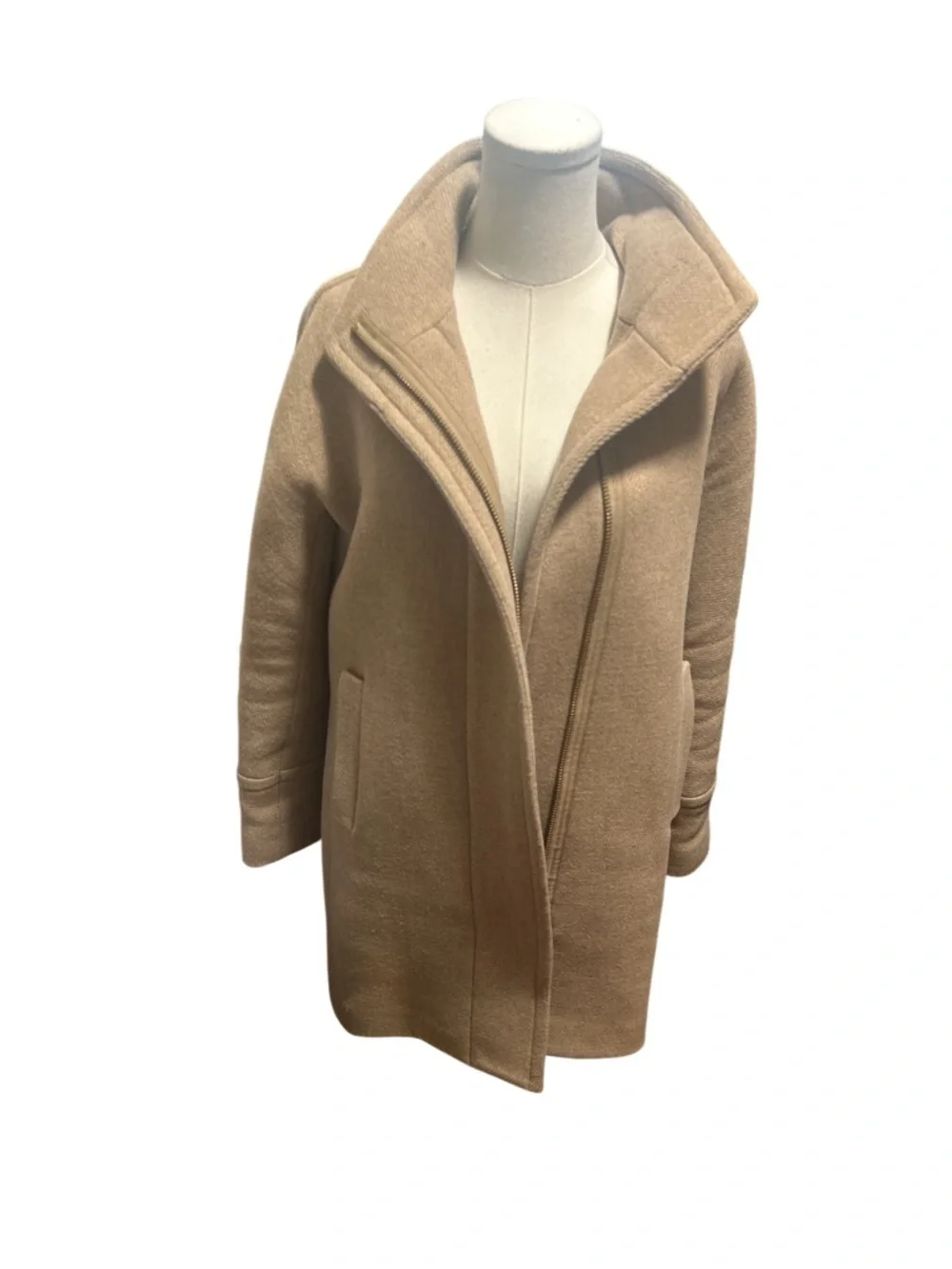J.Crew Stadium Cloth Wool Blend Camel Pea Coat Nello Gori Size 4 Minimalist - Picture 5 of 10